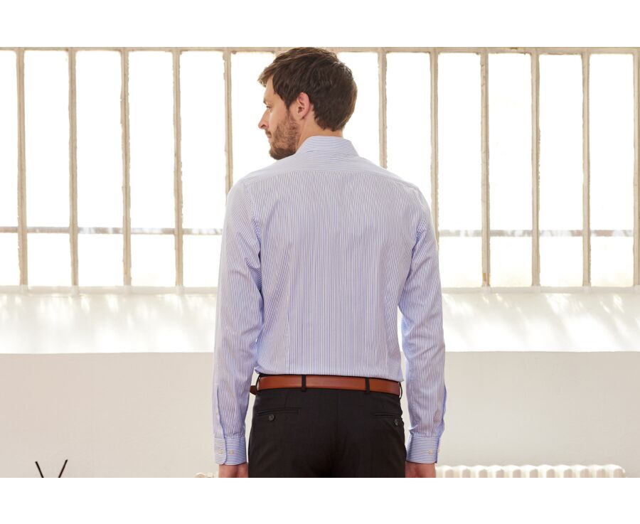 Chemise blanche à rayures bleues - GEOFFROY