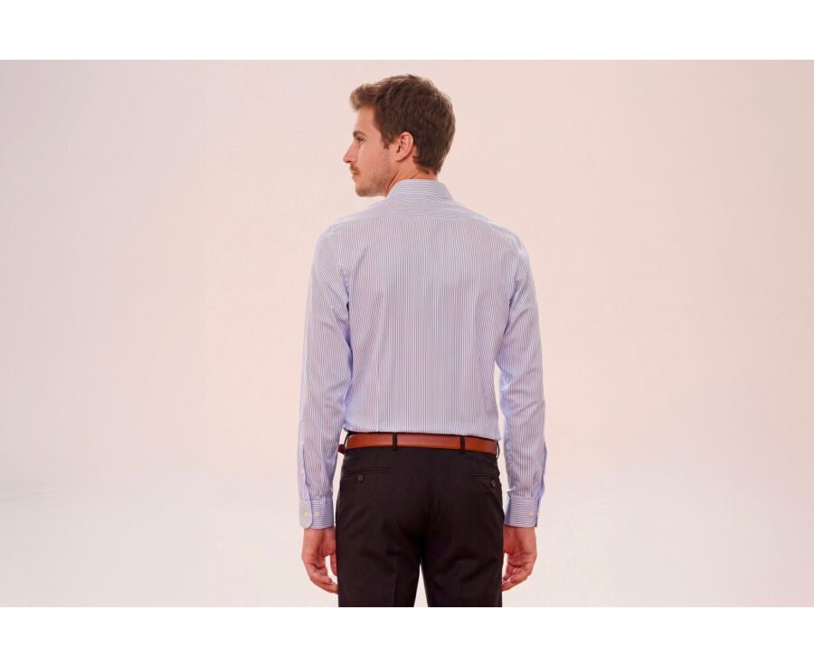 Chemise blanche à rayures bleues - GEOFFROY