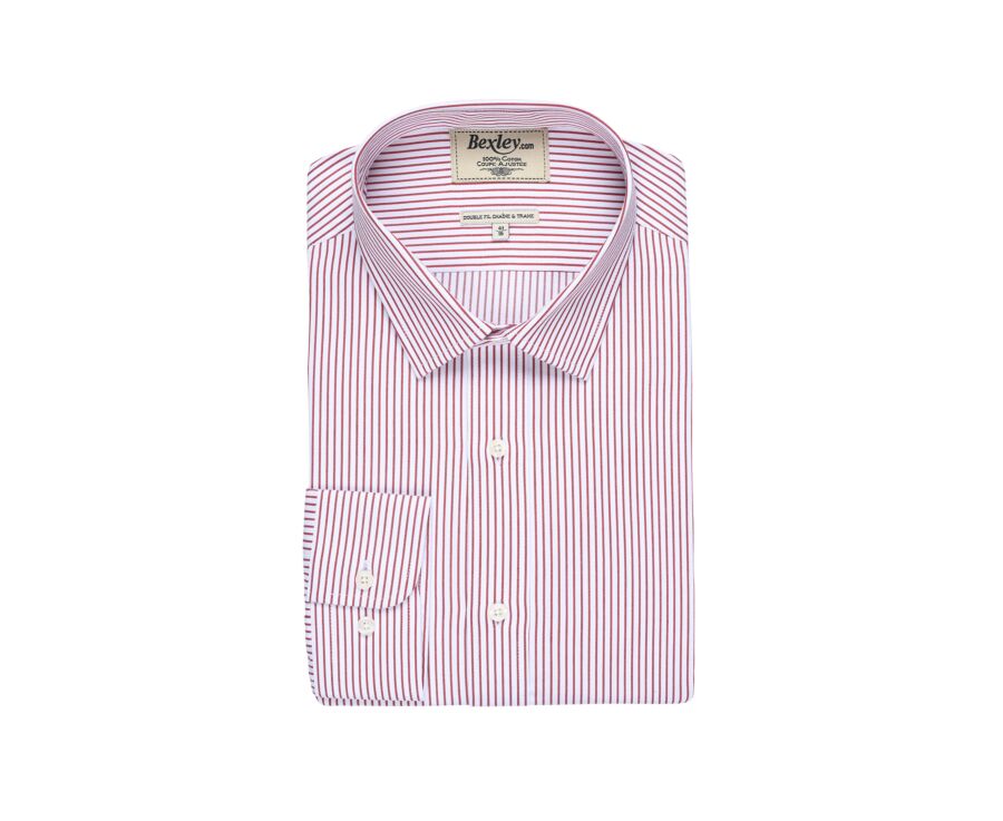 Chemise blanche à rayures rouges - GEOFFROY