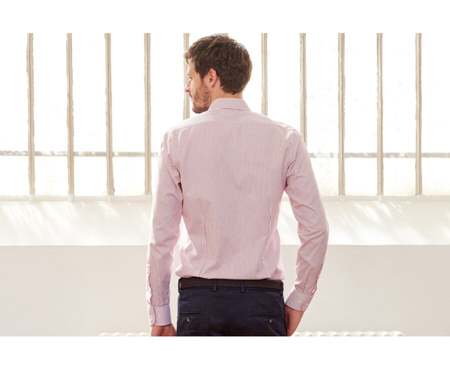 Chemise blanche à rayures rouges - GEOFFROY