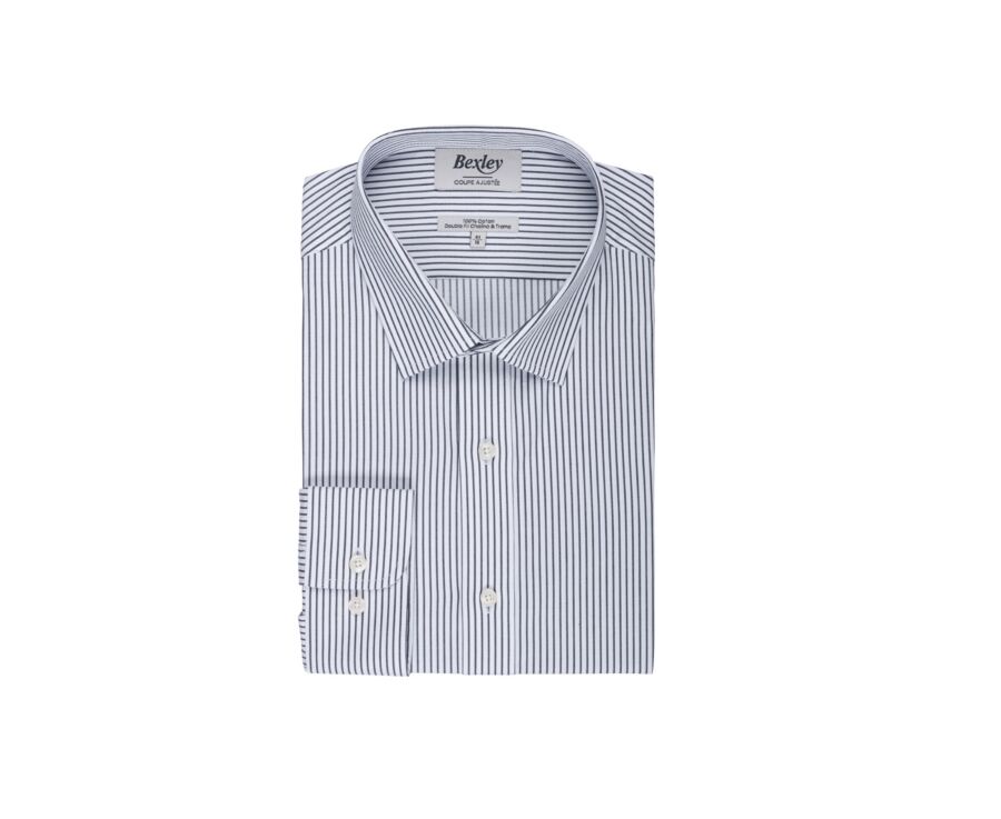 Chemise homme blanche à rayures noires - GEOFFROY