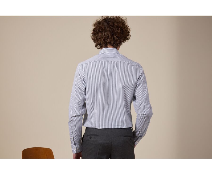 Chemise homme blanches à rayures vertes foncées - GEOFFROY