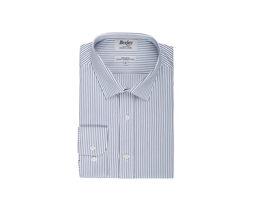 Chemise homme blanches à rayures vertes foncées - GEOFFROY