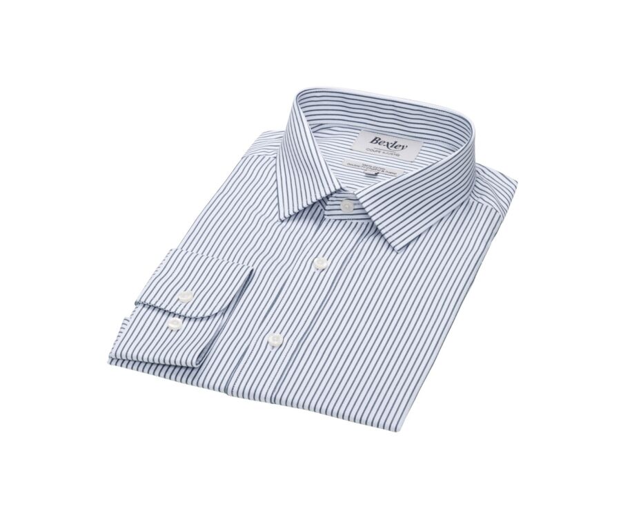 Chemise homme blanches à rayures vertes foncées - GEOFFROY