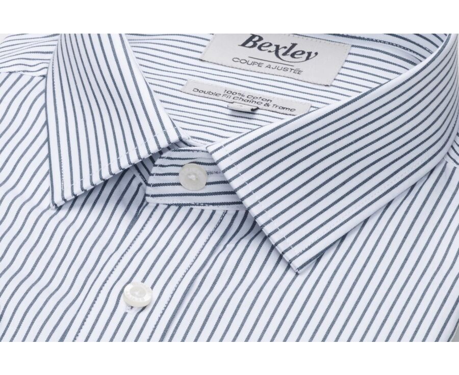 Chemise homme blanches à rayures vertes foncées - GEOFFROY