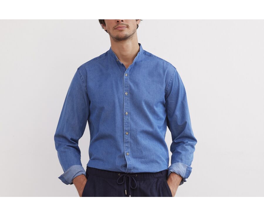 Chemise jean denim Indigo - Col officier - JOSEPH