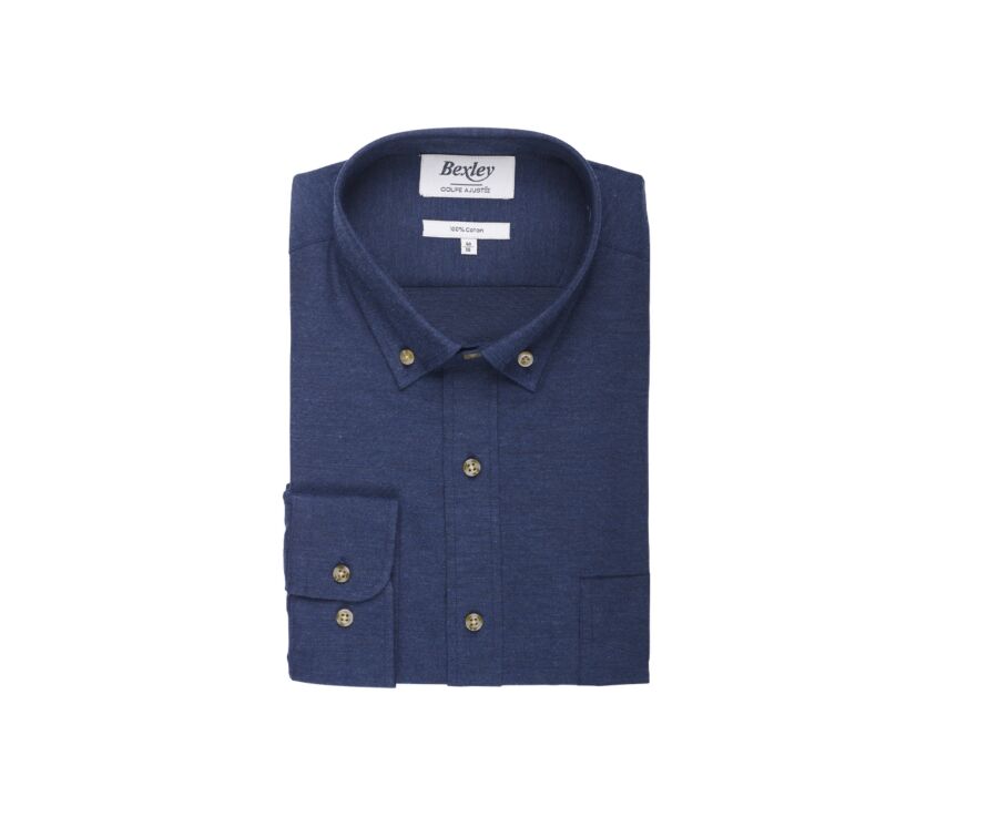 Chemise flanelle Marine - Poche poitrine - ALEXANDER