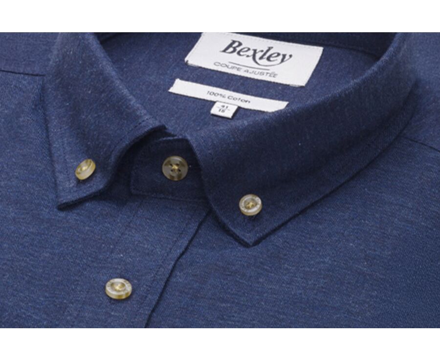 Chemise flanelle Marine - Poche poitrine - ALEXANDER