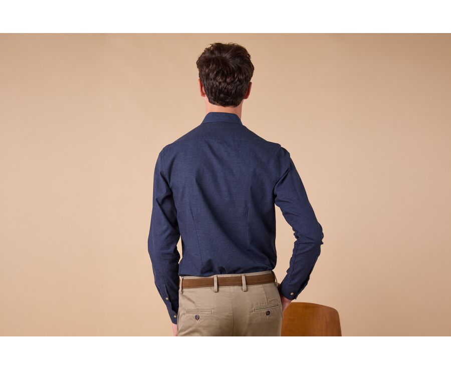 Chemise flanelle Marine - Poche poitrine - ALEXANDER