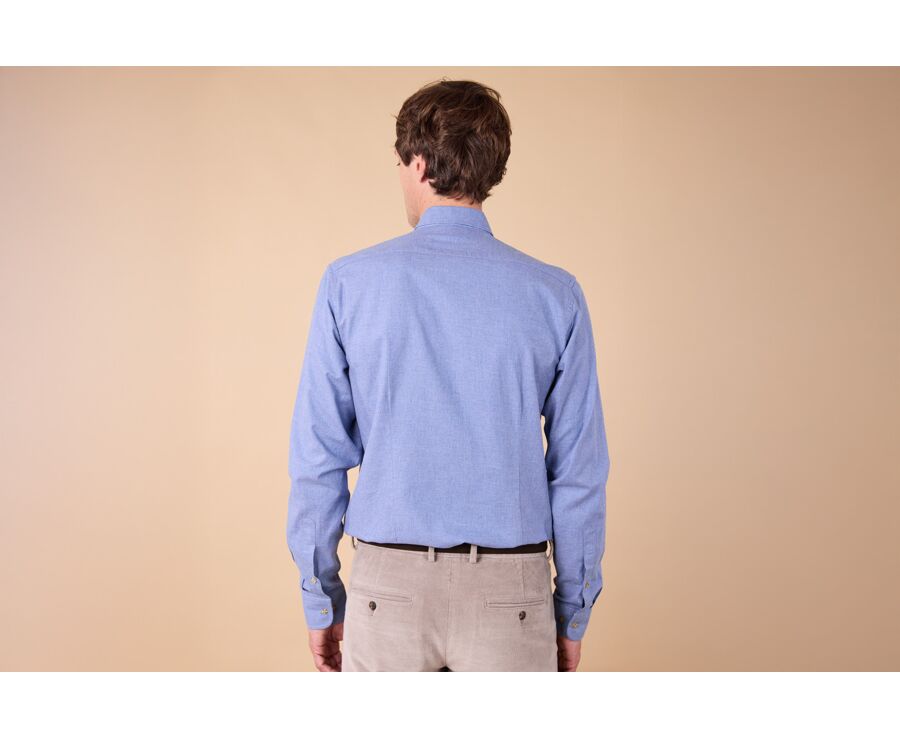 Chemise flanelle bleu chiné - Poche poitrine - ALEXANDER