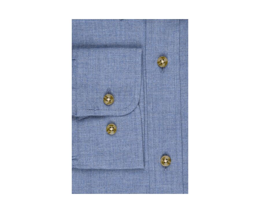 Chemise flanelle bleu chiné - Poche poitrine - ALEXANDER
