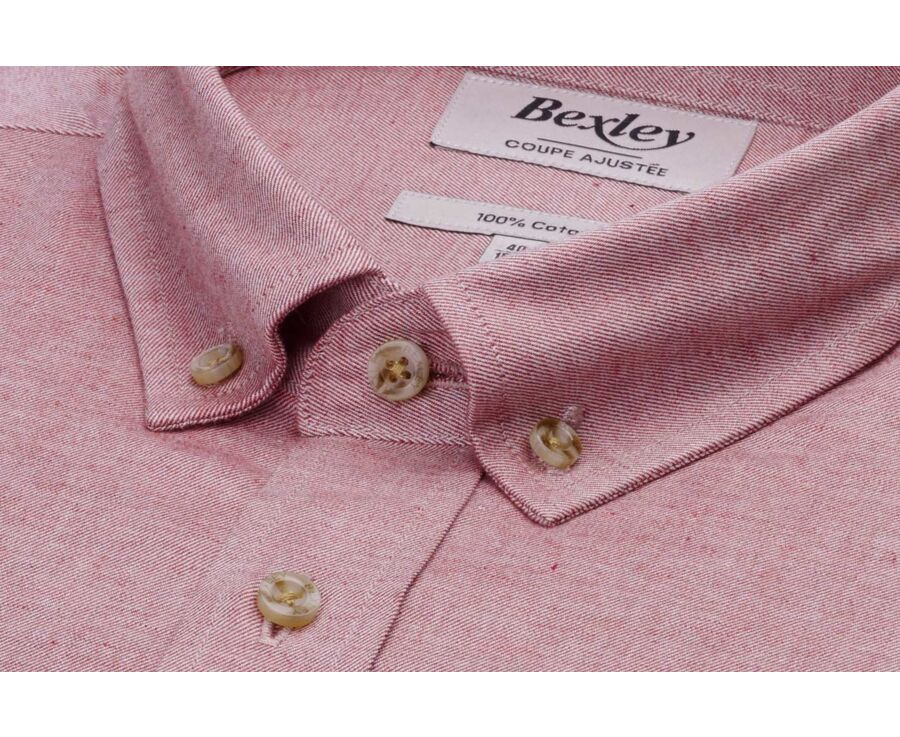 Chemise flanelle Corail Foncé - Poche poitrine - ALEXANDER