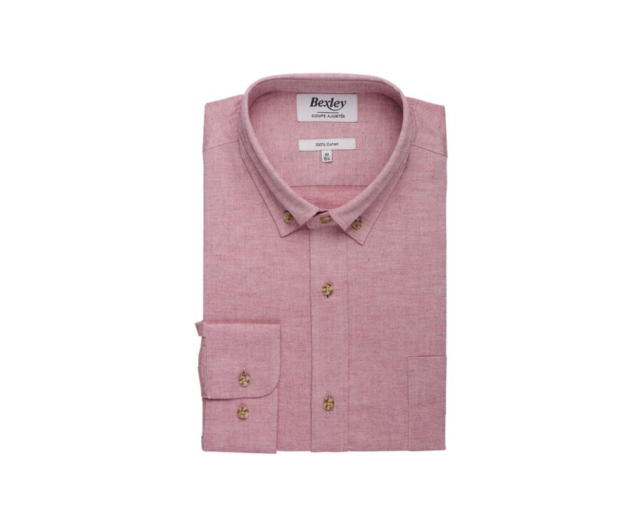 Chemise flanelle Corail Foncé - Poche poitrine - ALEXANDER