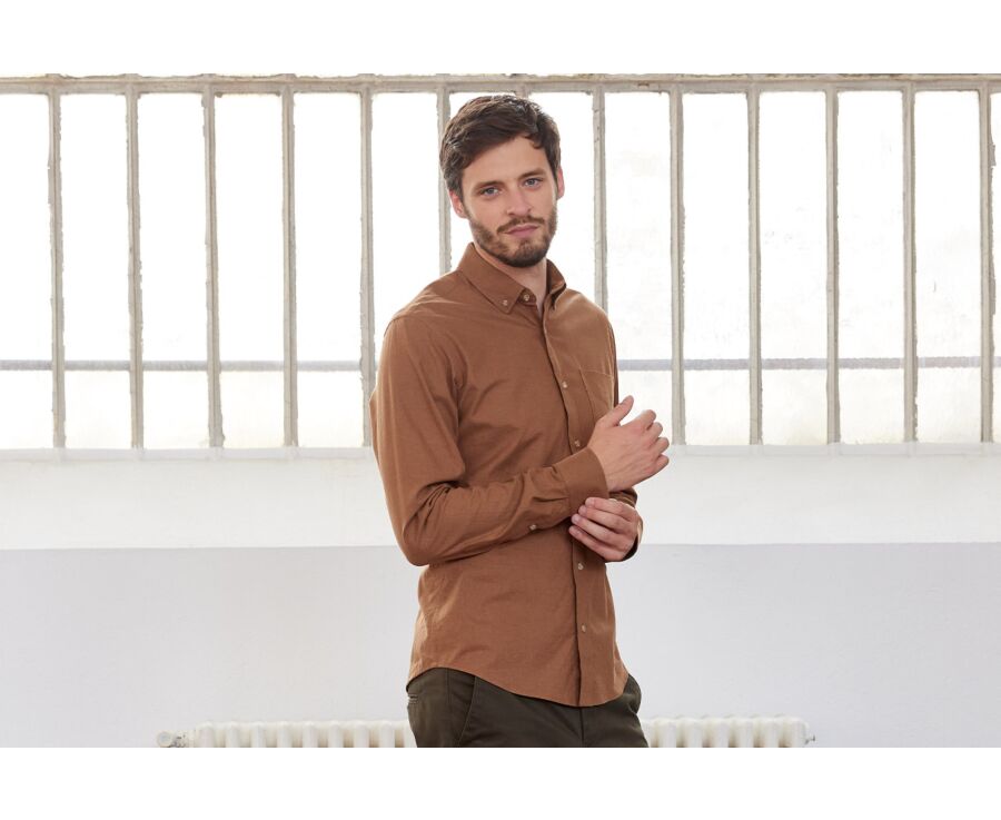 Chemise flanelle Caramel - Poche poitrine - ALEXANDER