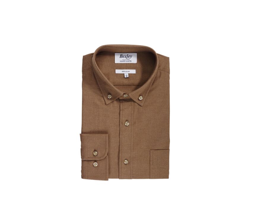 Chemise flanelle Caramel - Poche poitrine - ALEXANDER