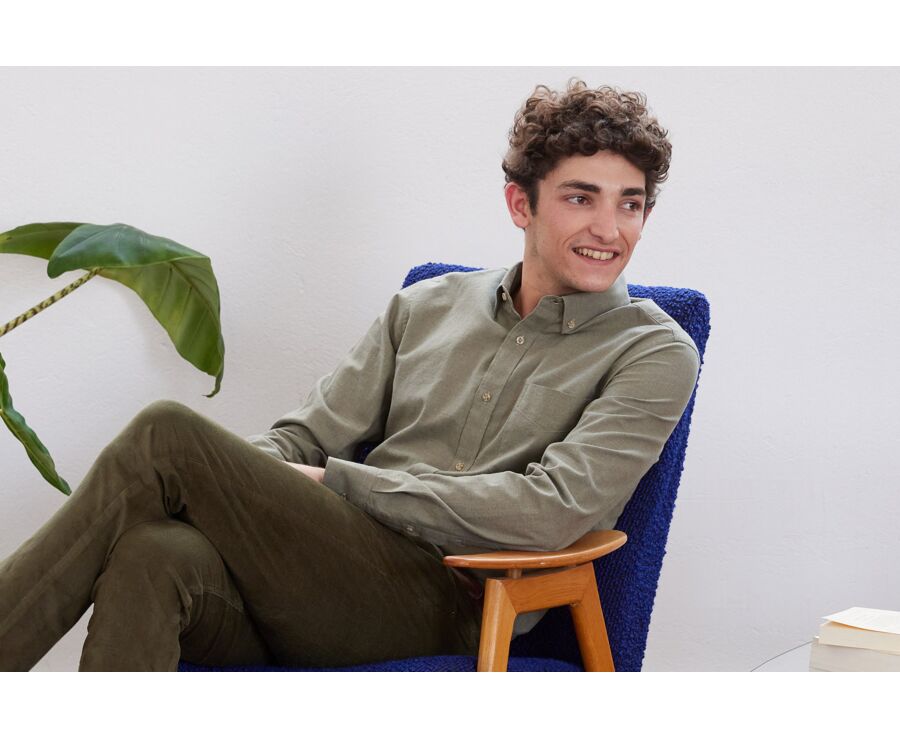 Chemise flanelle Vert Army - Poche poitrine - ALEXANDER