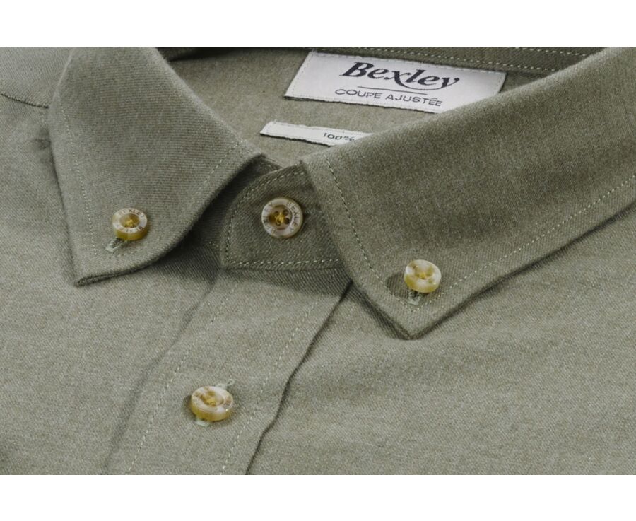 Chemise flanelle Vert Army - Poche poitrine - ALEXANDER