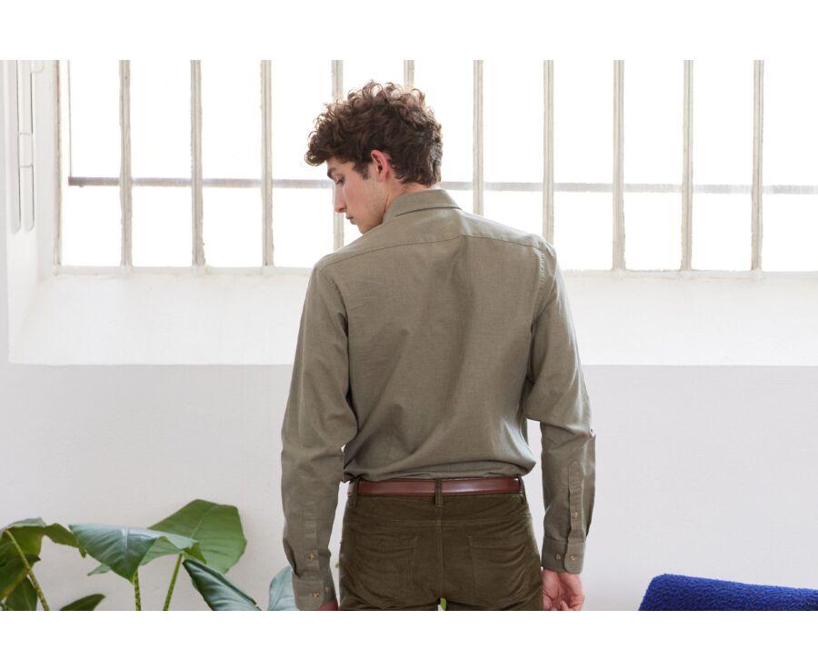 Chemise flanelle Vert Army - Poche poitrine - ALEXANDER