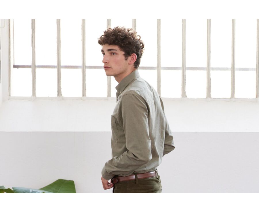 Chemise flanelle Vert Army - Poche poitrine - ALEXANDER