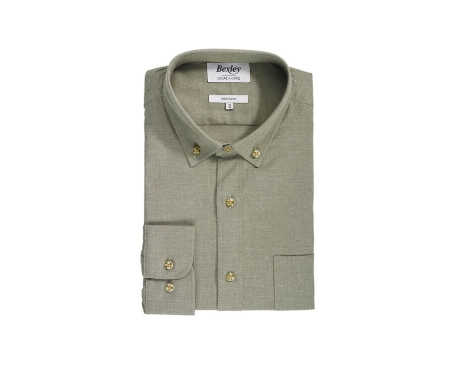 Chemise flanelle Vert Army - Poche poitrine - ALEXANDER