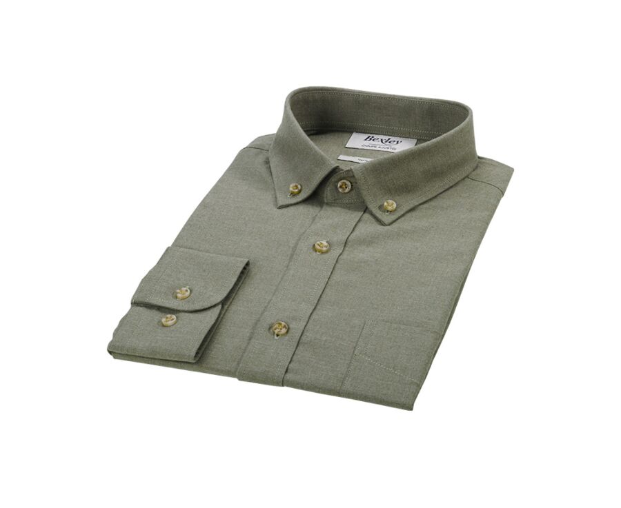 Chemise flanelle Vert Army - Poche poitrine - ALEXANDER