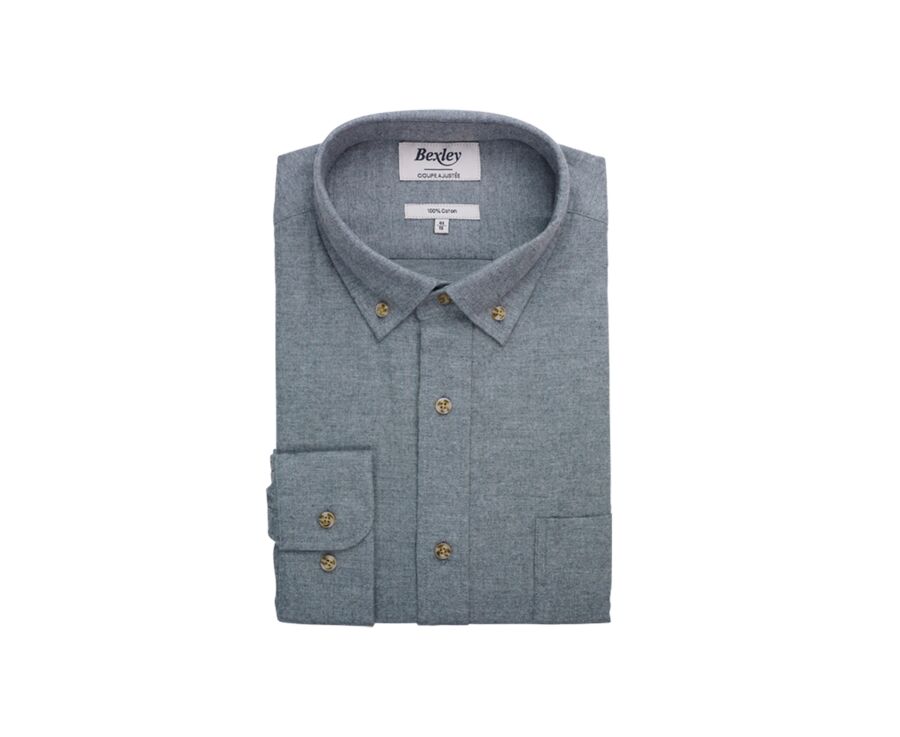 Chemise flanelle Vert Tilleul - Poche poitrine - ALEXANDER