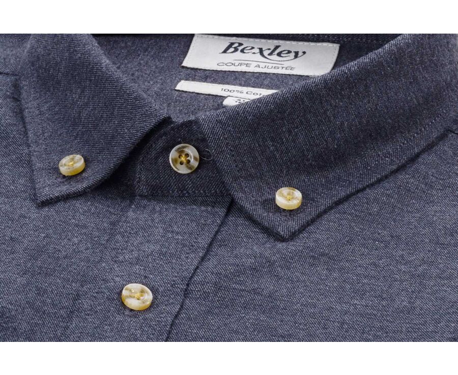 Chemise flanelle Anthracite Chiné - Poche poitrine - ALEXANDER