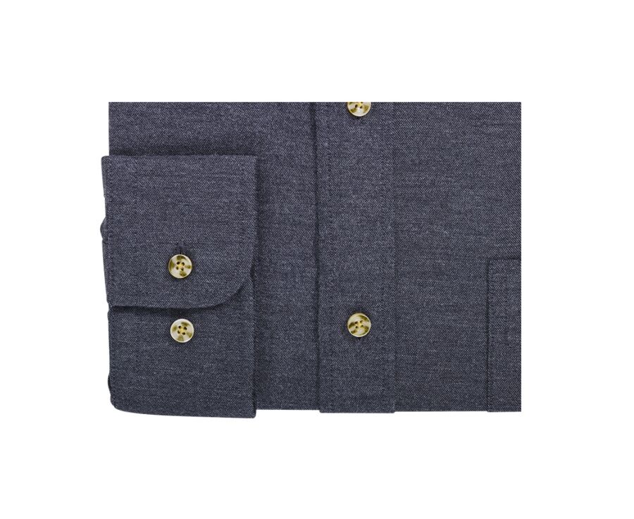 Chemise flanelle Anthracite Chiné - Poche poitrine - ALEXANDER