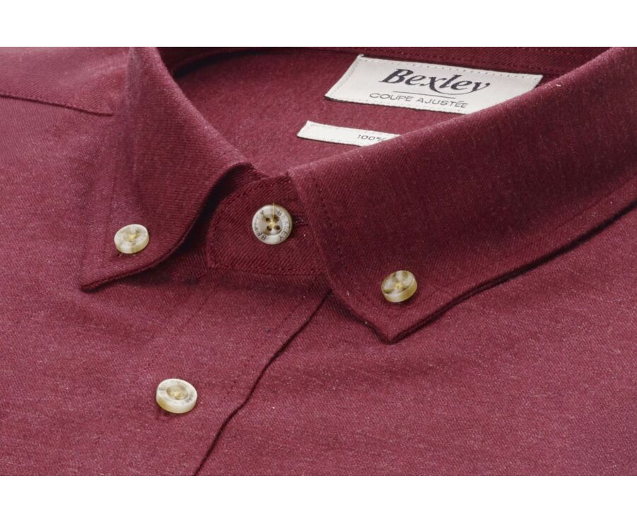 Chemise flanelle Rouge Bordeaux - Poche poitrine - ALEXANDER