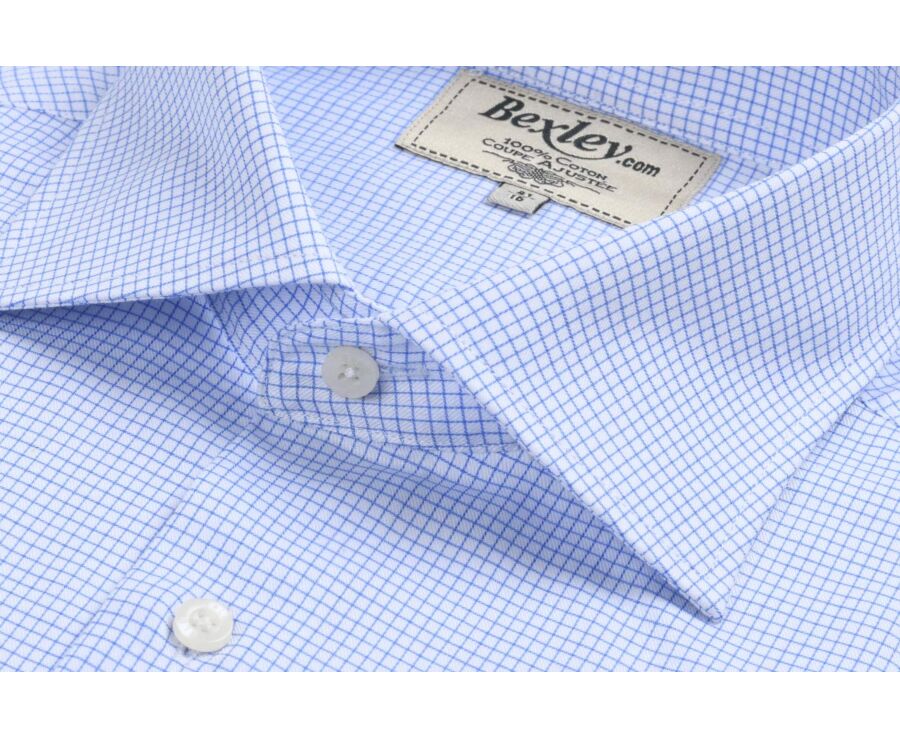 Chemise blanche à petits carreaux bleus - SALVATORE