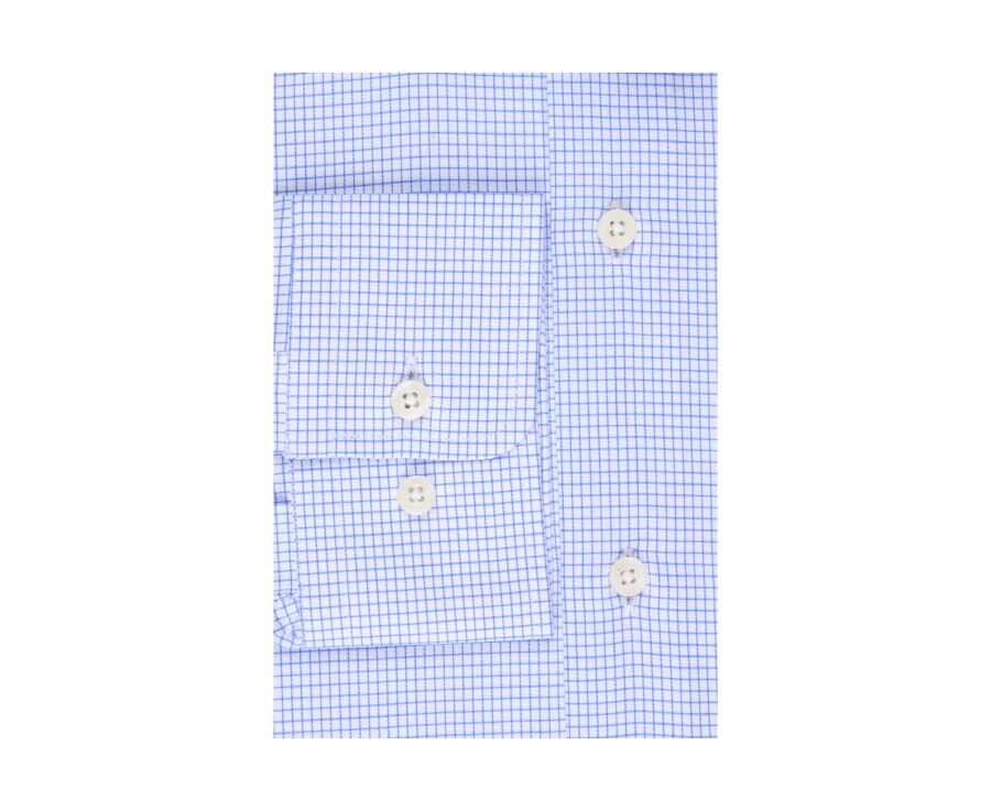 Chemise blanche à petits carreaux bleus - SALVATORE