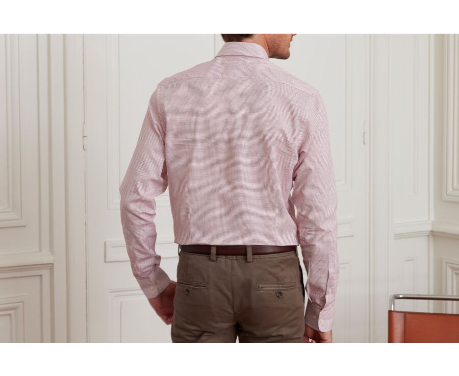 Chemise blanche à petits carreaux rouges - SALVATORE