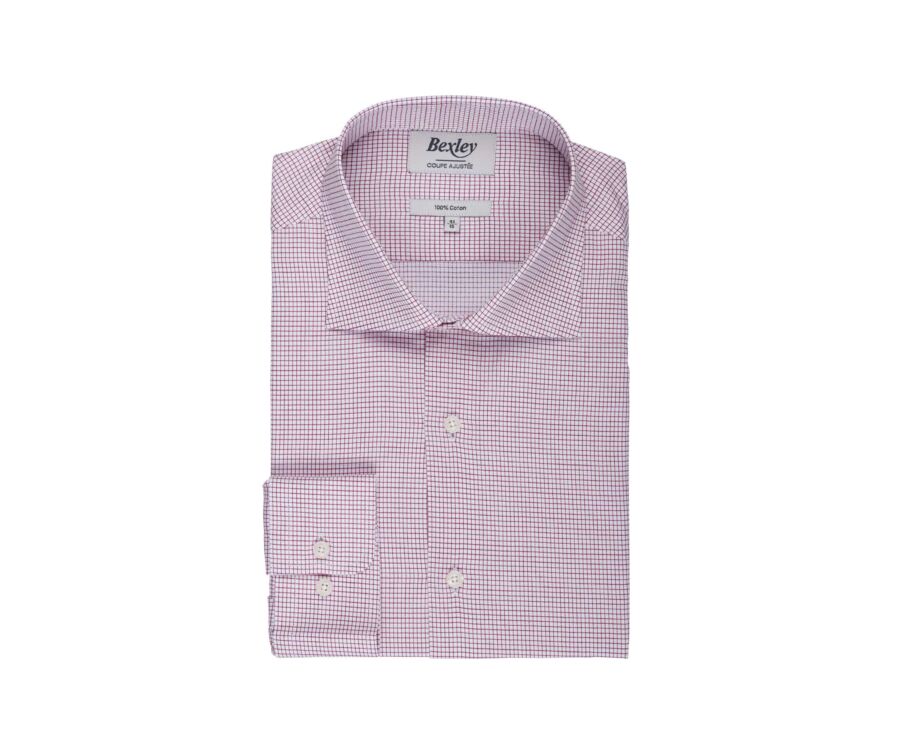 Chemise blanche à petits carreaux rouges - SALVATORE