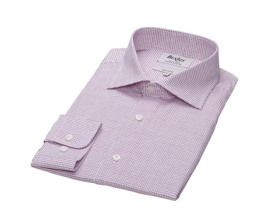 Chemise blanche à petits carreaux rouges - SALVATORE