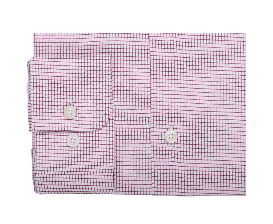 Chemise blanche à petits carreaux rouges - SALVATORE