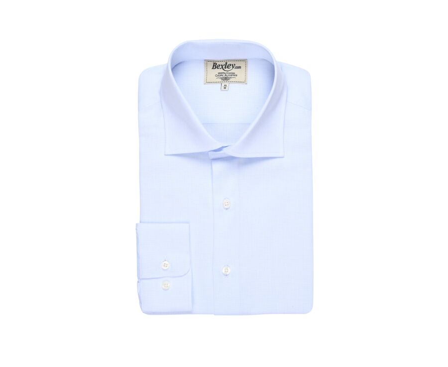 Chemise coton bleue claire - Col italien - ANGELO