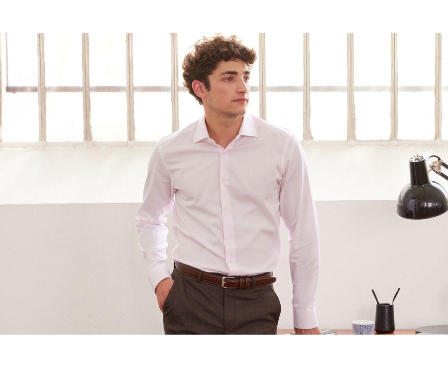 Chemise Oxford rose - Col italien - ERNESTO