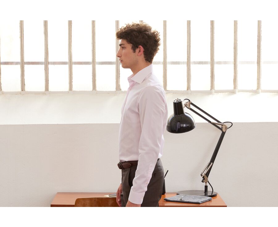 Chemise Oxford rose - Col italien - ERNESTO