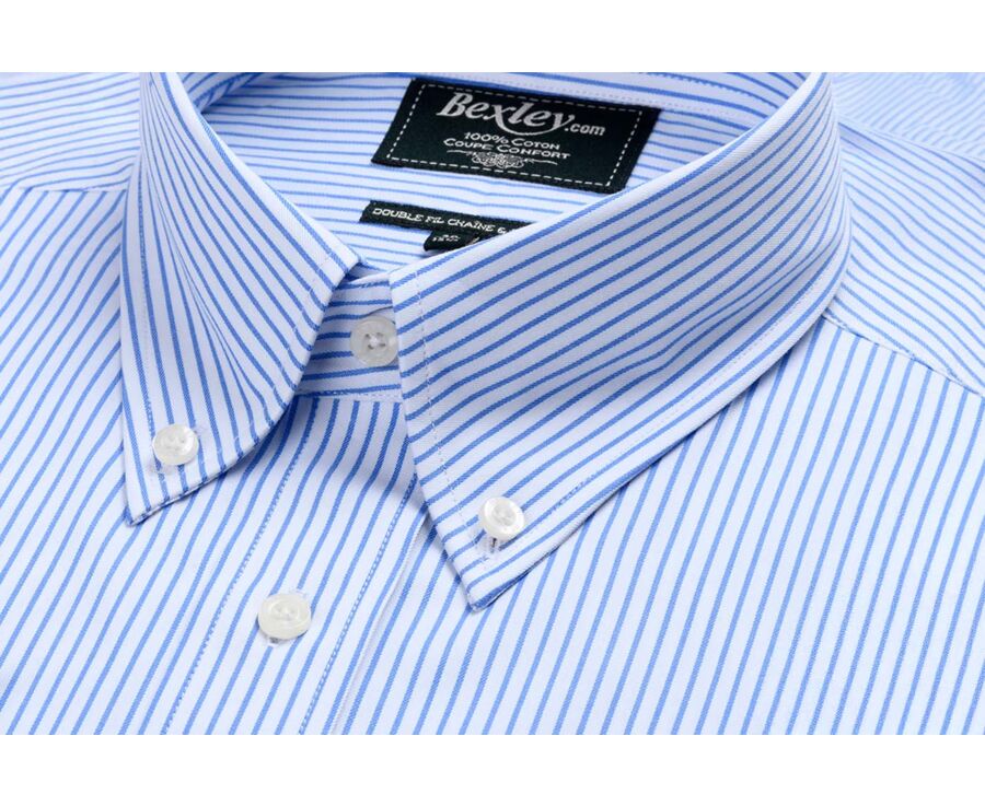 Chemise blanche rayures bleues poche poitrine - BRODERICK