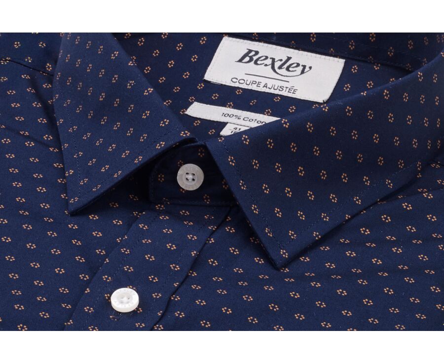 Chemise imprimée marine motif cognac - LÉONCE