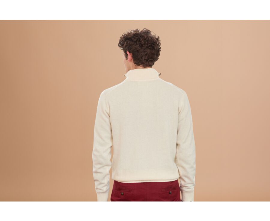 Pull col zippé homme laine Écru - KEITHY