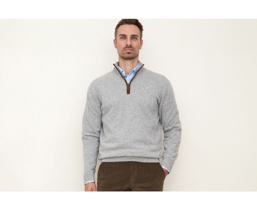 Pull laine col zippé Gris chiné - KEITHY