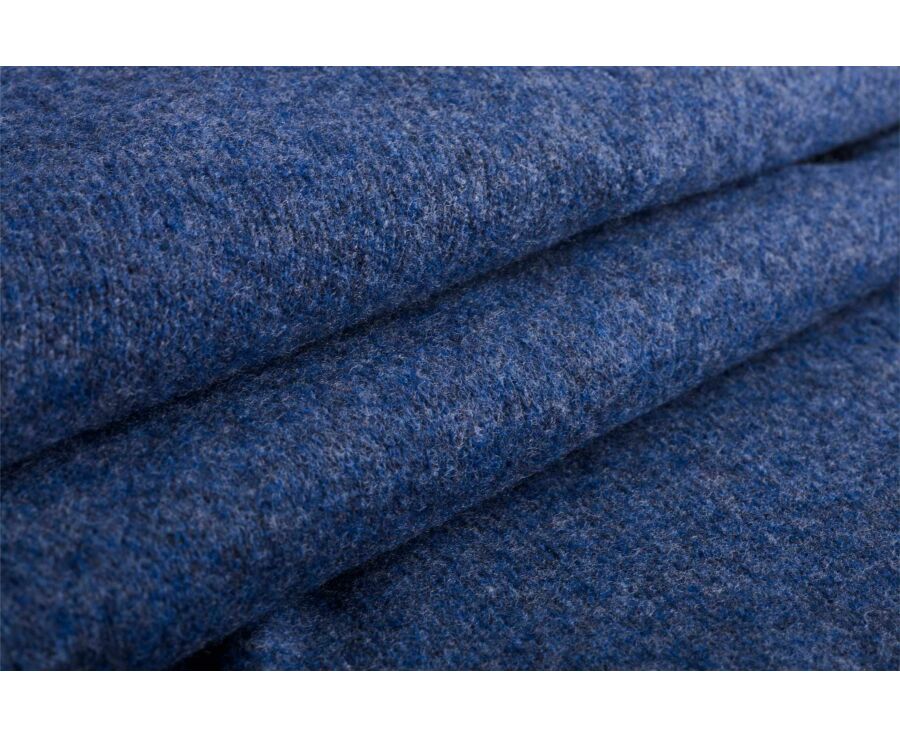 Pull homme col montant zippé bleu foncé chiné en laine - KEITHY