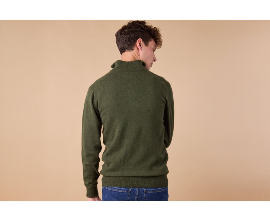 Pull col zippé homme laine Vert - KEITHY