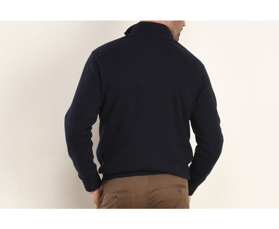 Pull laine col zippé Bleu Marine - KEITHY