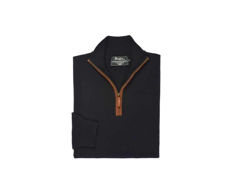 Pull laine col zippé Bleu Marine - KEITHY