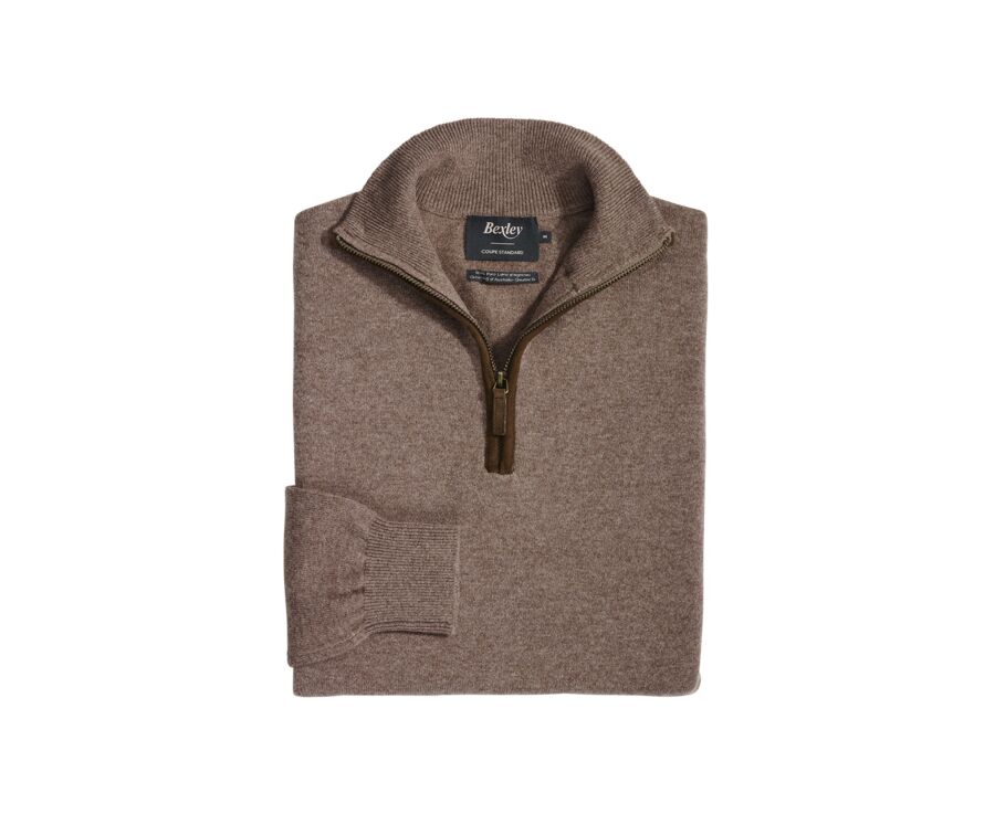 Pull laine col zippé Marron Chiné - KEITHY