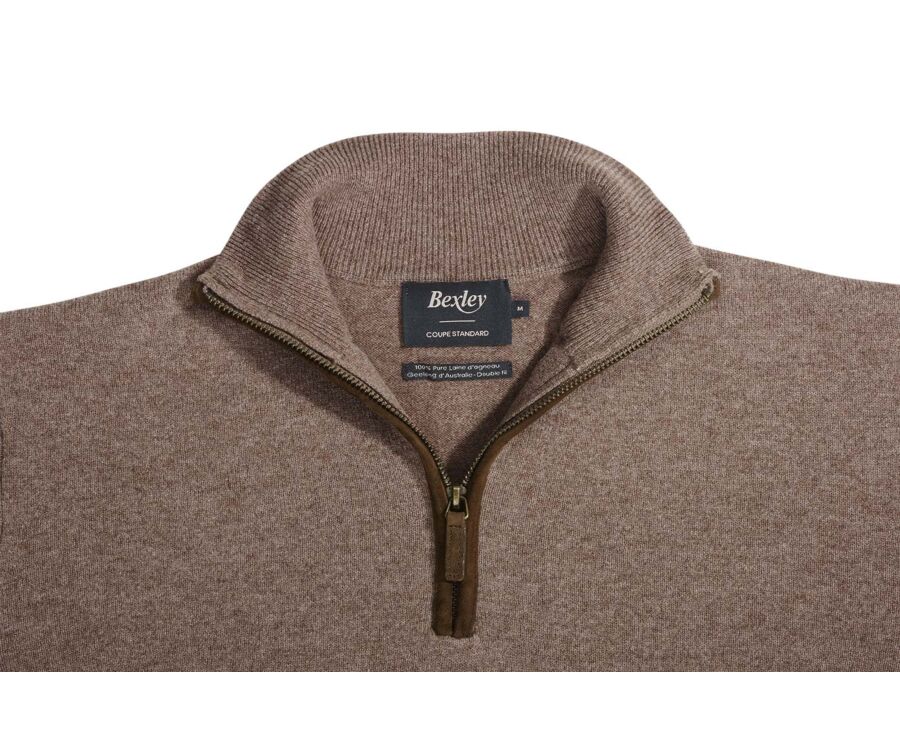Pull laine col zippé Marron Chiné - KEITHY