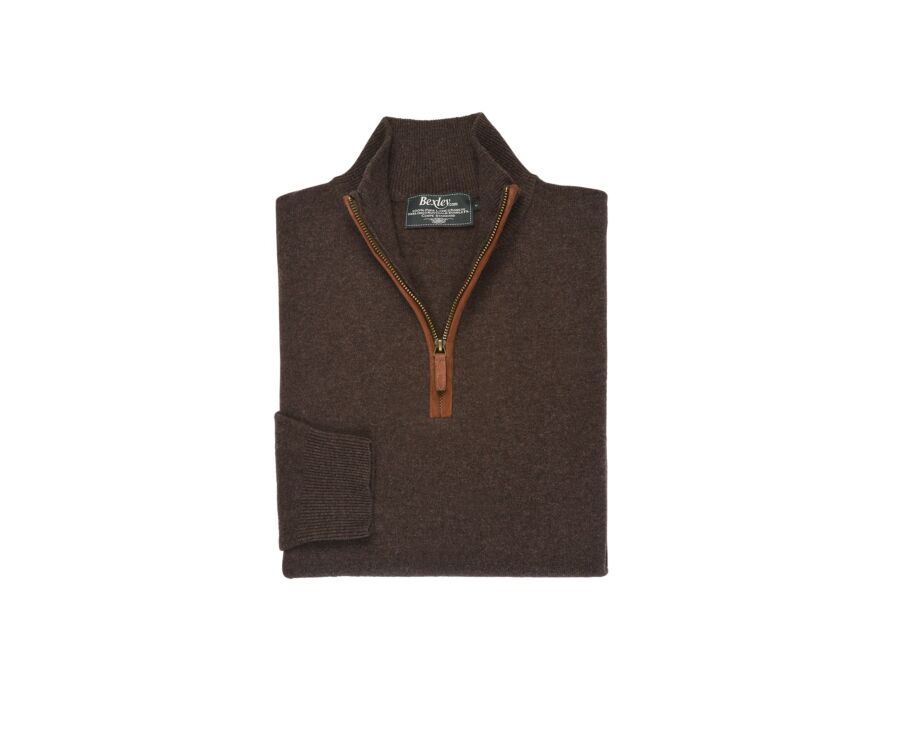 Pull laine col zippé Chocolat Foncé - KEITHY