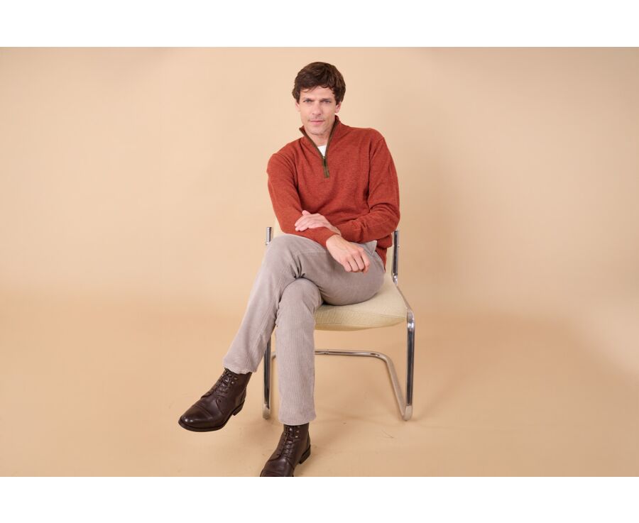 Pull col zippé homme laine Epice Chiné - KEITHY